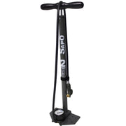 Sapo Pompa da pavimento 2TWO con manometro 63mm, protezione in gomma e raccordo a leva nera c/impugnatura nera 12 bar / 180 psi