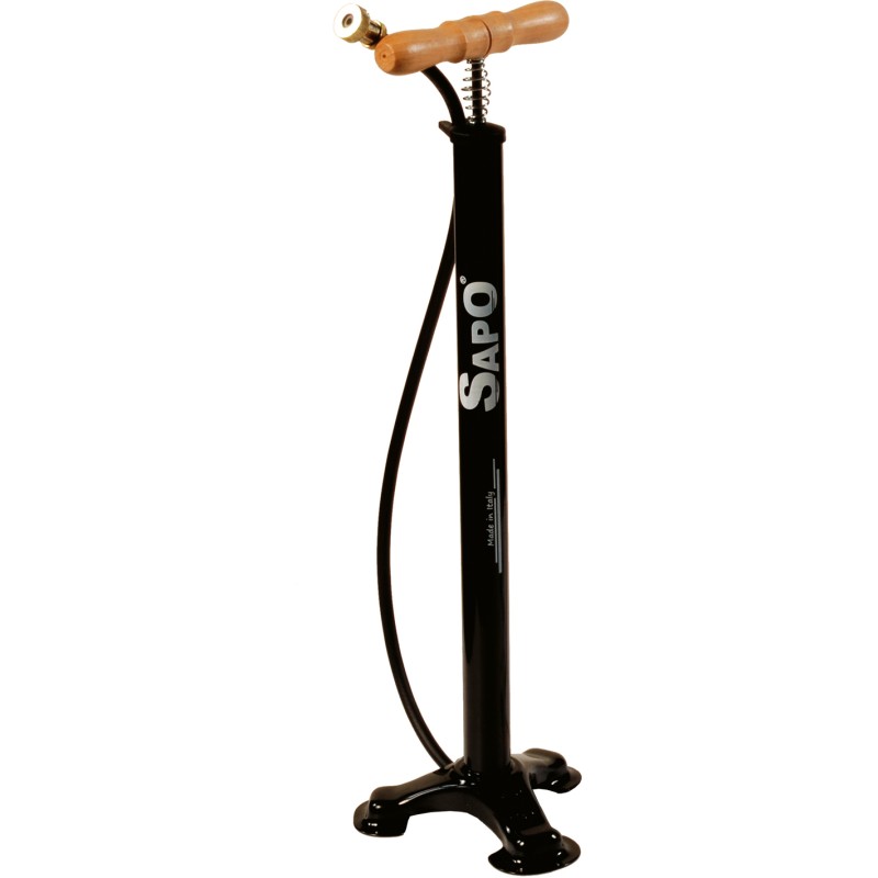 Sapo Pompa da pavimento N.4 con manico in legno ergonomico e raccordo a pressione nera 4 bar / 60 psi