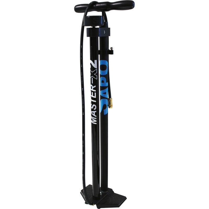 Sapo Pompa da pavim. MASTER-X2 con manometro alto protez in gomma e raccordo Jet nera c/impugnatura nera 16 bar / 232 psi