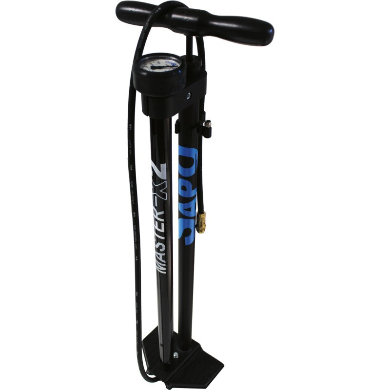 Sapo Pompa da pavim. MASTER-X2 con manometro alto protez in gomma e raccordo Jet nera c/impugnatura nera 16 bar / 232 psi