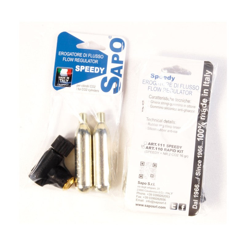 Sapo Pompe Kit erogatore SPEEDY per Presta e Americana con 2 cartucce CO2 16 gr.