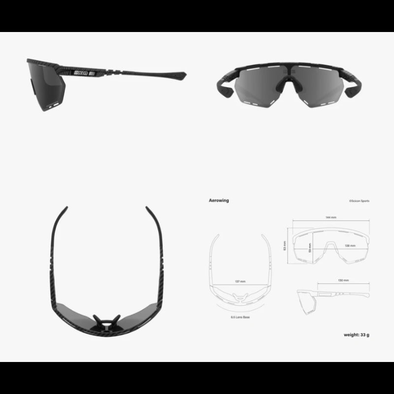Scicon Sports Occhiali Aerowing Carbon Matt Multimirror Silver