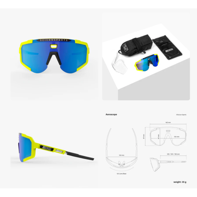 Scicon Sports Occhiali Aeroscope Yellow Fluo Multimirror Blue