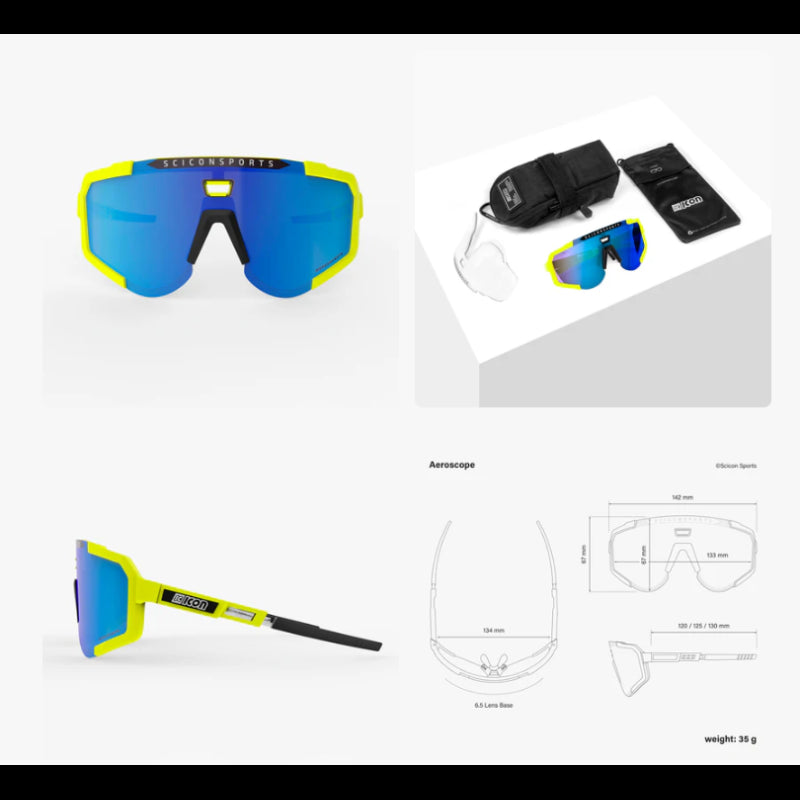 Scicon Sports Occhiali Aeroscope Yellow Fluo Multimirror Blue