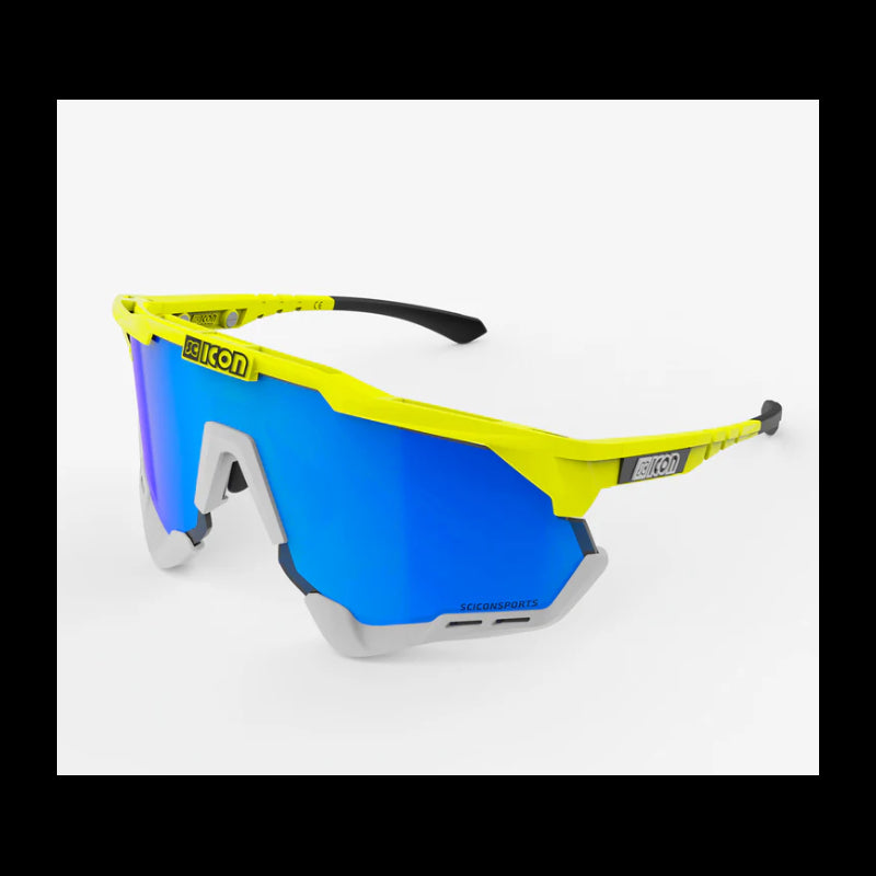 Scicon Sports Occhiali Aeroshade XL Yellow Fluo Multimirror Blue