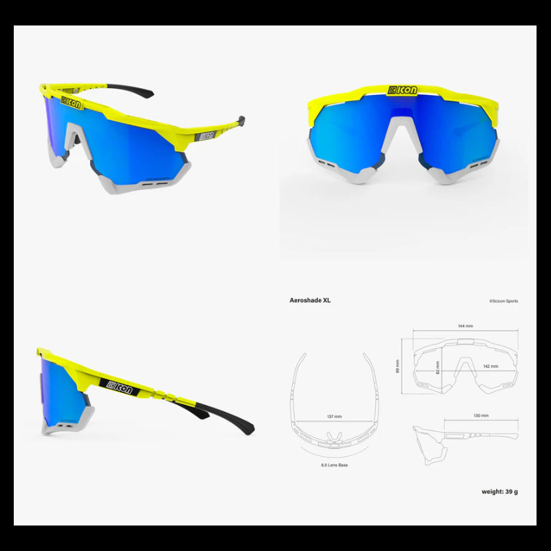 Scicon Sports Occhiali Aeroshade XL Yellow Fluo Multimirror Blue