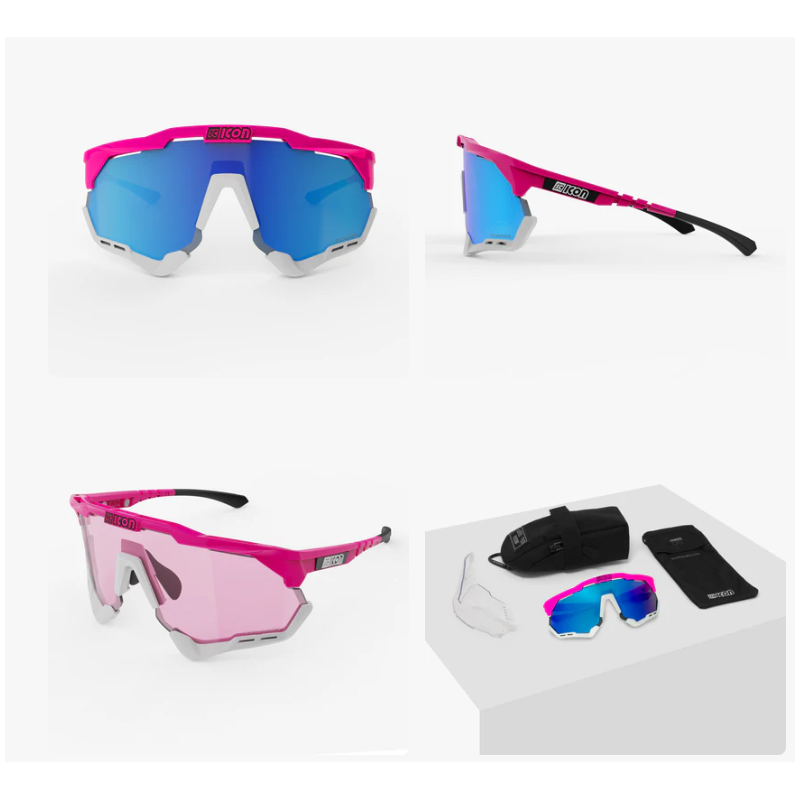 Scicon Sports Occhiali Aeroshade XL Pink Fluo Multimirror Blue