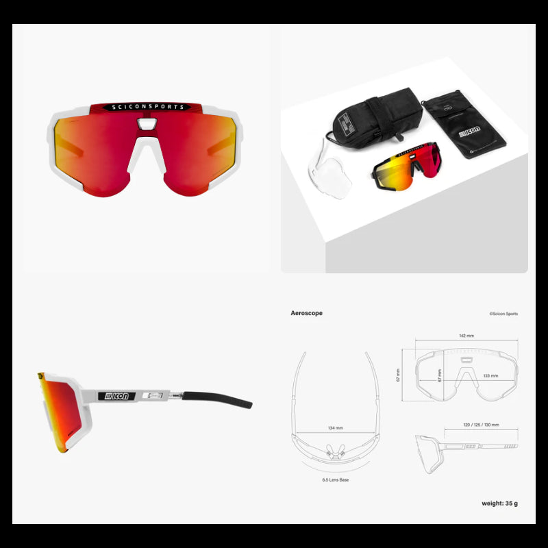 Scicon Sports Occhiali Aeroscope White Gloss Multimirror Red