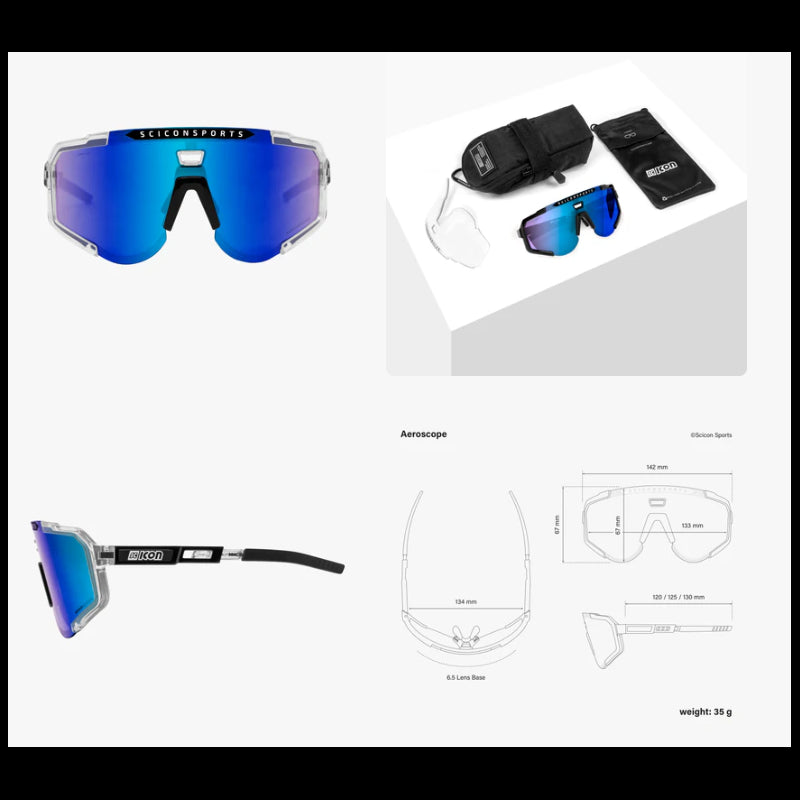 Scicon Sports Occhiali Aeroscope Crystal Gloss Multimirror Blue