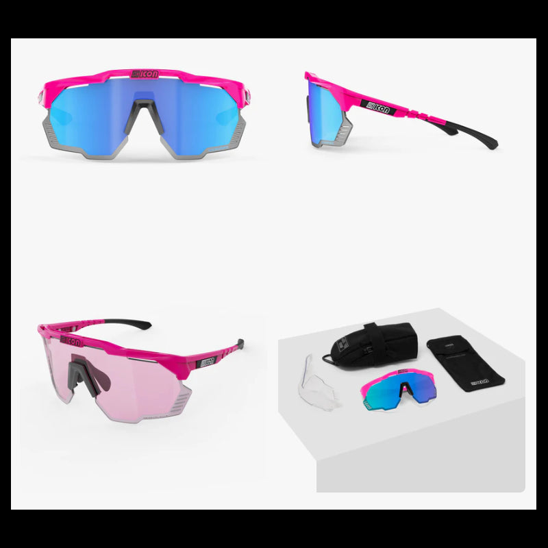 Scicon Sports Occhiali Aeroshade Kunken Pink Fluo Multimirror Blue