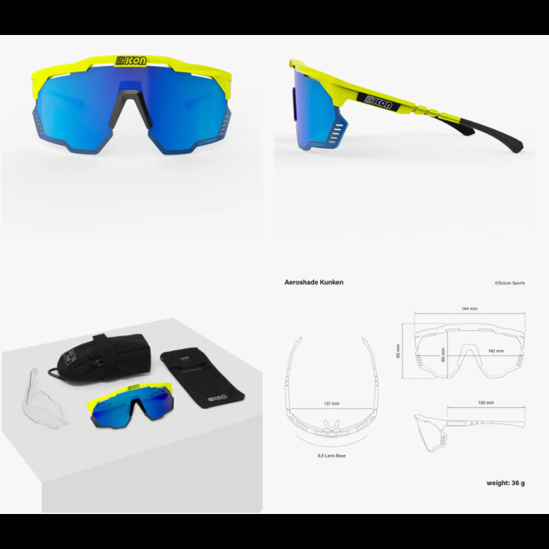 Scicon Sports Occhiali Aeroshade Kunken Yellow Fluo Multimirror Blue