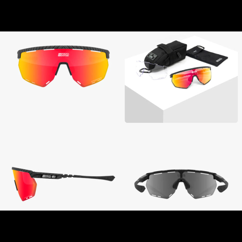 Scicon Sports Occhiali Aerowing Carbon Matt Multimirror Red