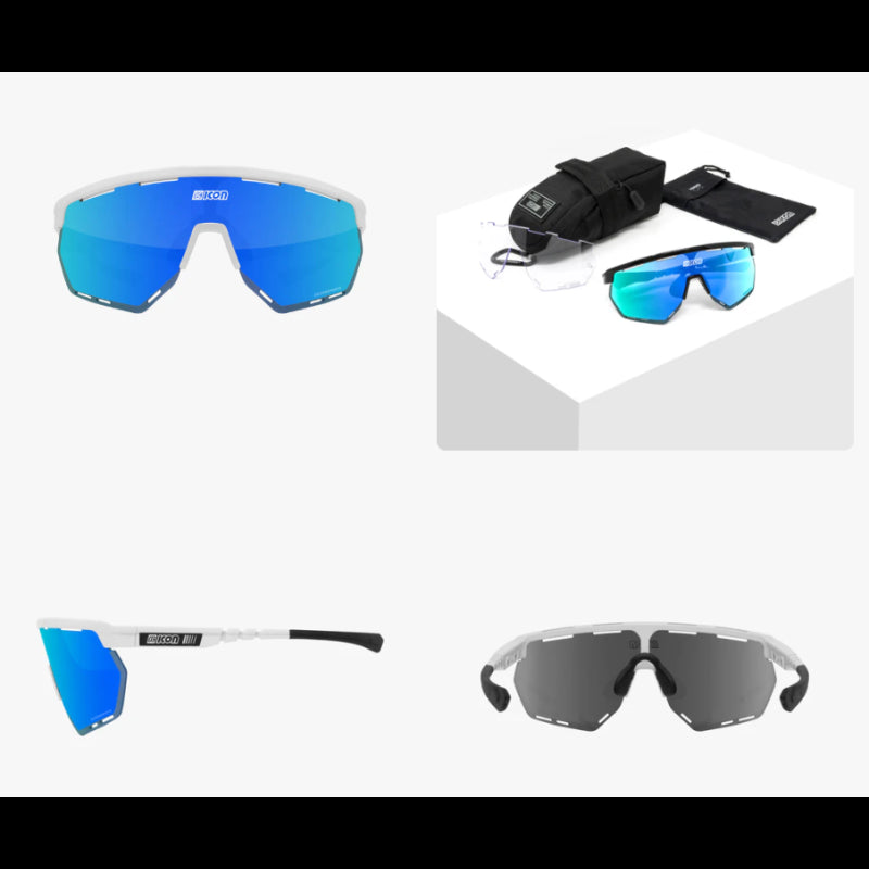 Scicon Sports Occhiali Aerowing White Gloss Multimirror Blue