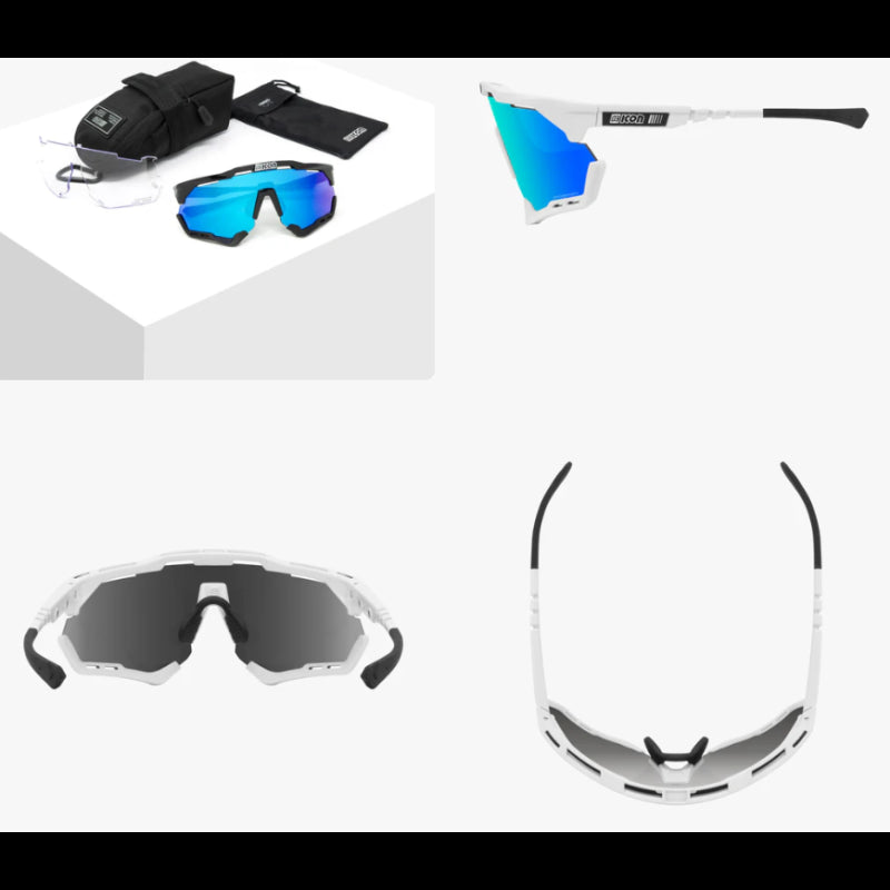 Scicon Sports Occhiali Aeroshade XL White Fender Multimirror Blue
