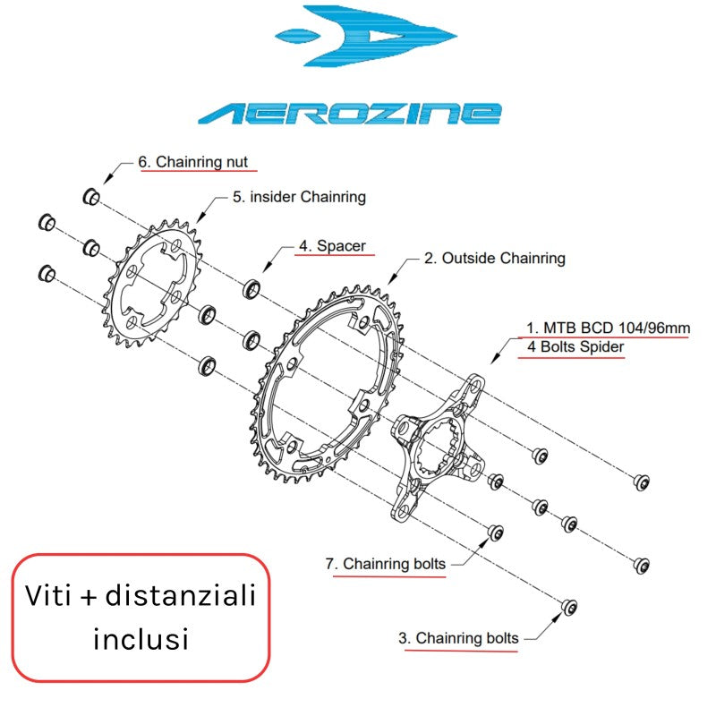 Aerozine Spyrder BCD 96-64 (per pedivella XEON)