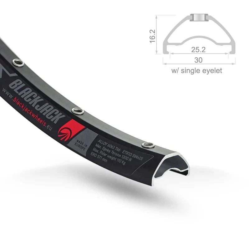 Blackjack Cerchio 27,5" READY MTB Tubeless Canale: 25mm Nero - 32 Fori