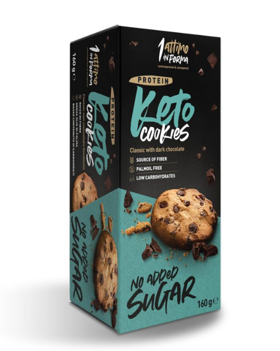 1 Attimo In Forma Keto Cookies Classici Proteici al 14% Con Scaglie di Cioccolato Fondente