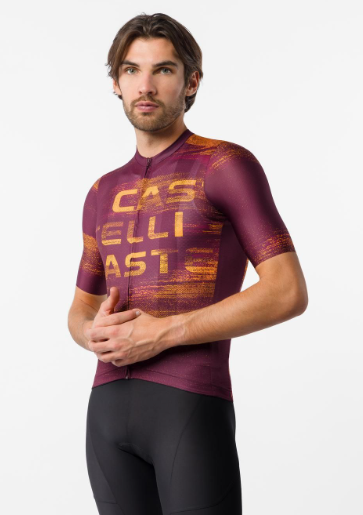 Castelli Maglia Estiva Stratus Logo Deep Bordeaux/Winter Sky