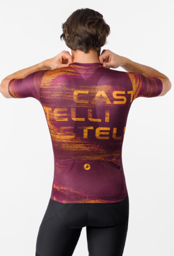 Castelli Maglia Estiva Stratus Logo Deep Bordeaux/Winter Sky