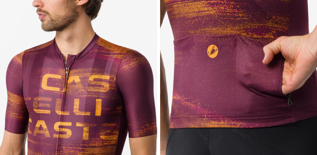 Castelli Maglia Estiva Stratus Logo Deep Bordeaux/Winter Sky
