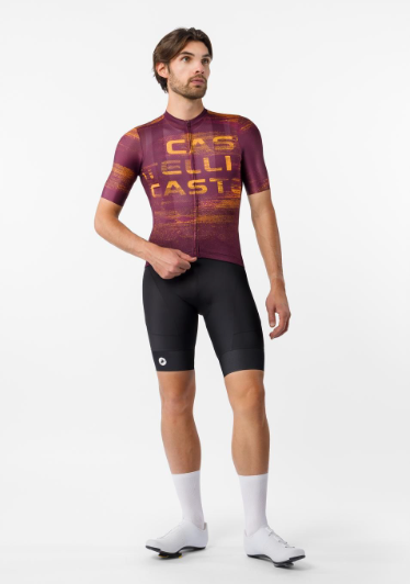 Castelli Maglia Estiva Stratus Logo Deep Bordeaux/Winter Sky