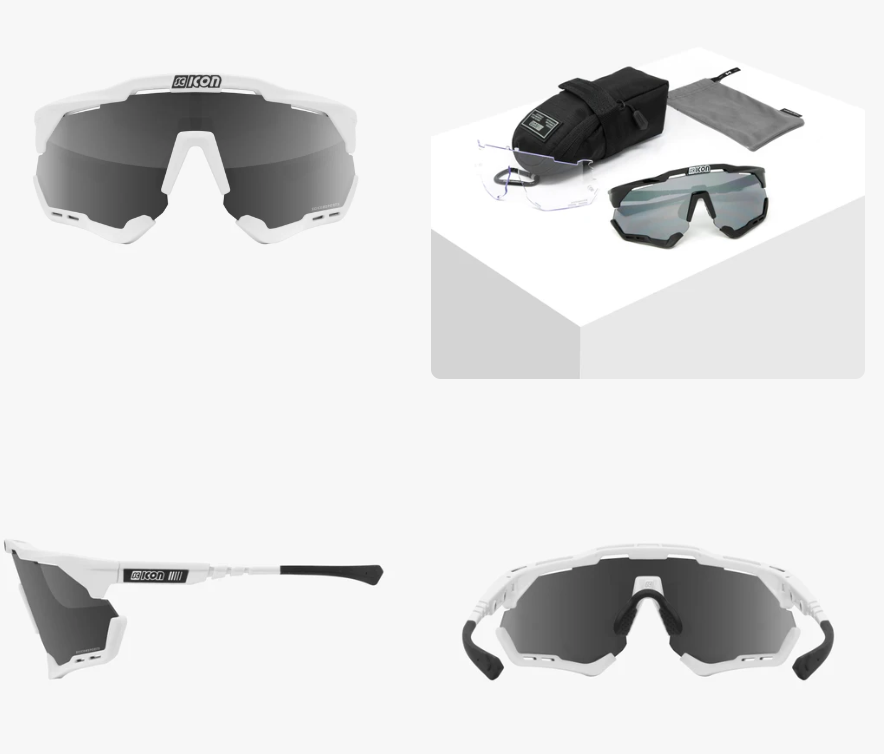 Lunettes de sport Scicon Aeroshade XL blanches à miroirs multiples bronze