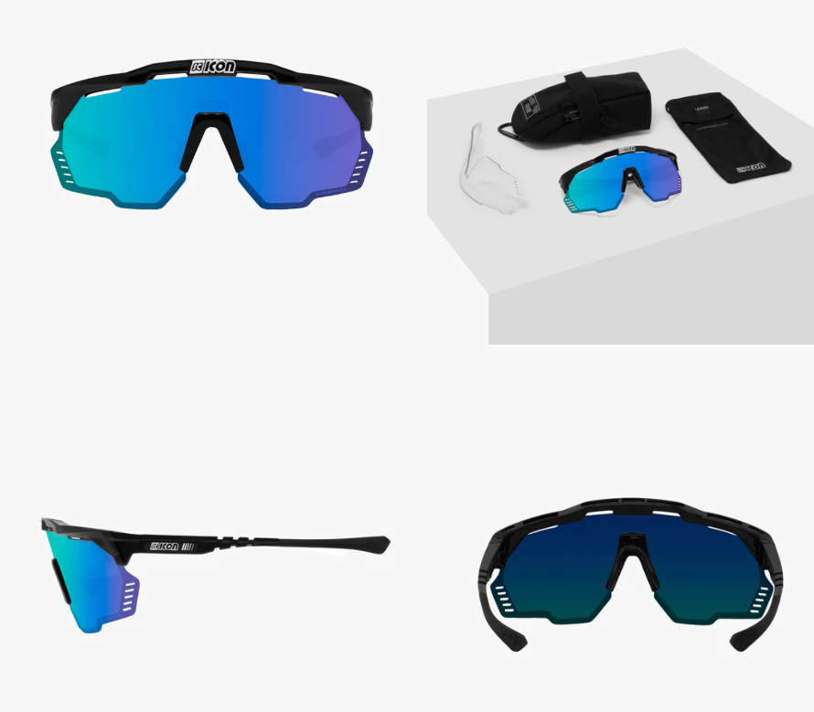 Scicon Sport Occhiali Aeroshade Kunken Black Gloss Multimirror Blue