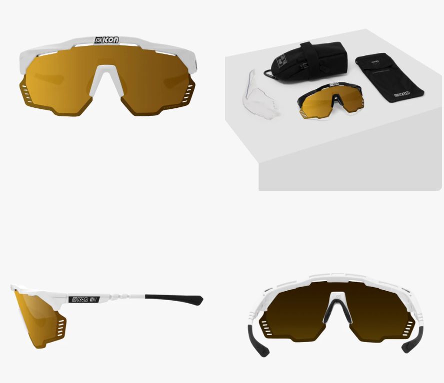 Lunettes de sport Scicon Aeroshade Kunken blanches à miroirs multiples bleus