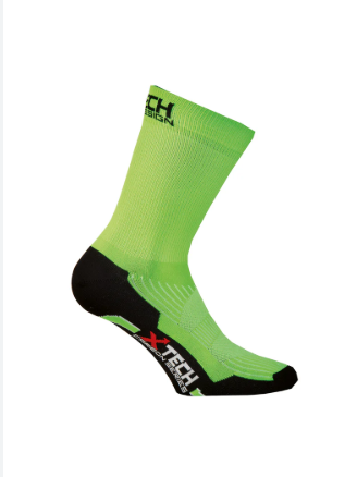 Chaussettes de carbone professionnelles X-Tech, vert fluorescent