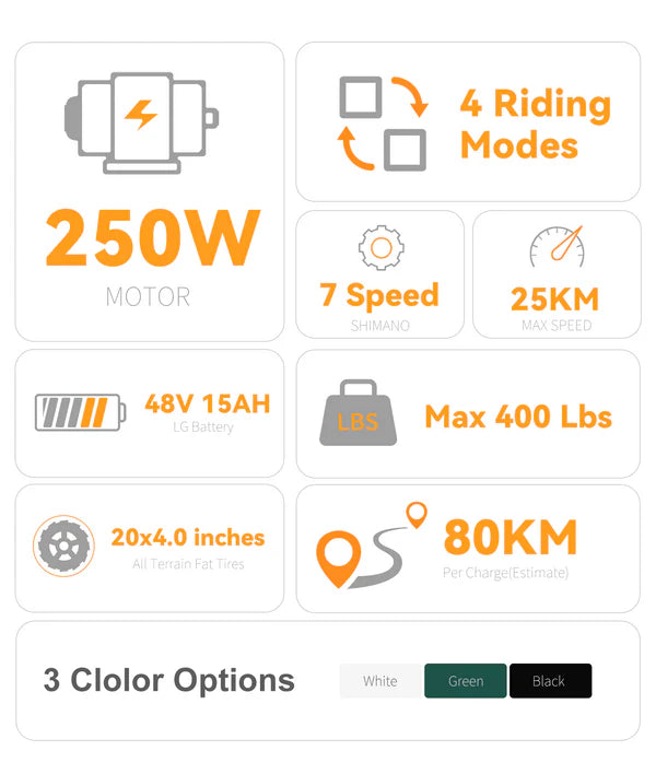 Victrip Bici Elettrica Fat Bike T5 250W/750W