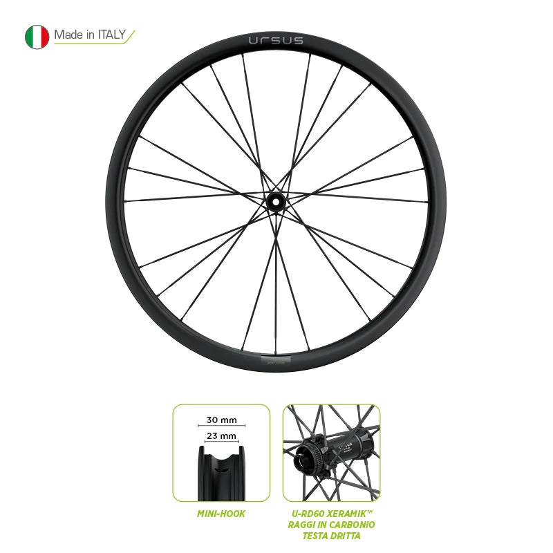 Ursus Ruota Anteriore 28"x35mm ARYA R Carbonio TLR Ceramic 565gr 21 Fori