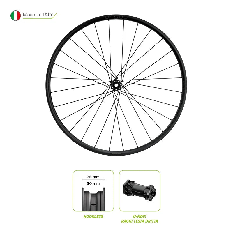 Ursus Ruota Anteriore 29"x20mm PROXIMA M20 TLR 660gr 28Fori Carbonio 6Fori
