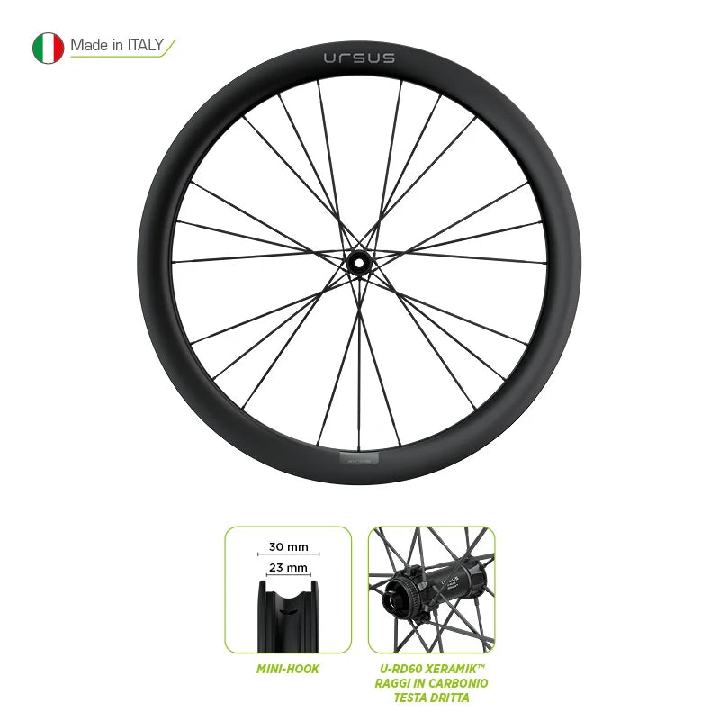 Ursus Ruota Anteriore 28"x50mm ARYA R Carbonio TLR Ceramic 610gr 21Fori
